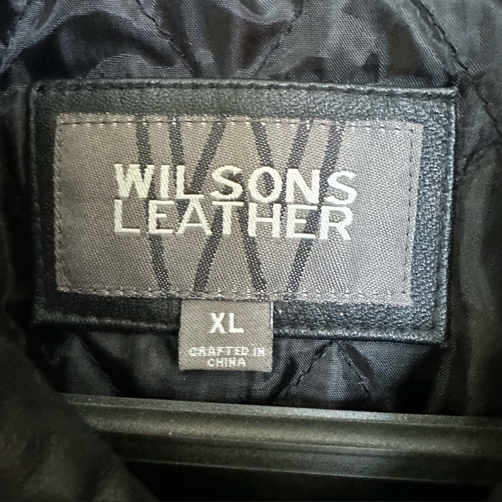 Men’s Vintage Wilson Black Leather‎ Bomber Jacket With Eagle Embroidery Size XL - Picture 5 of 10